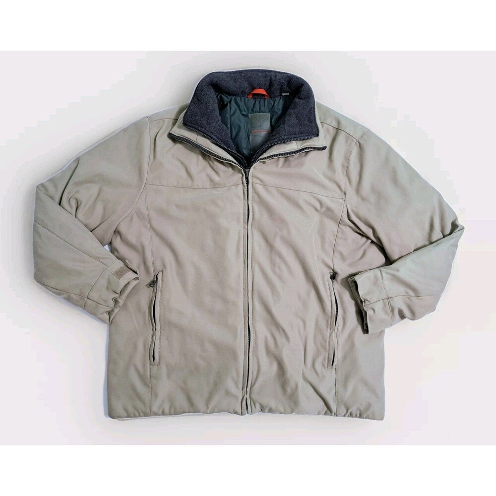 Marc New York Soft Shell Bomber Jacket Men XL Khaki Fleece Lined Coat Harrington